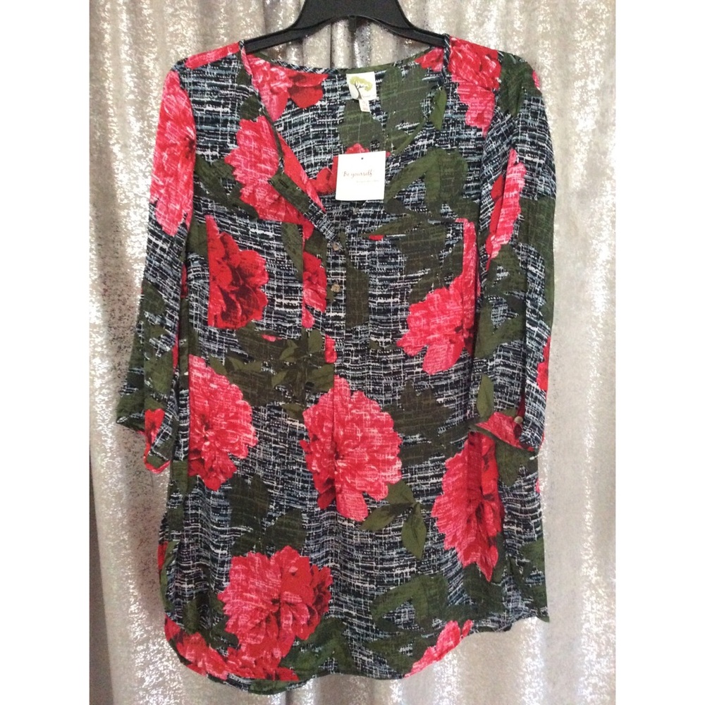 FLORAL PRINT PLUS SIZE BLOUSE